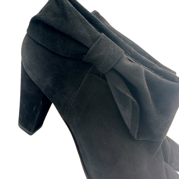 Kate Spade Black Leather Suede Bow Cuff Booties Size 9 - Picture 2 of 7